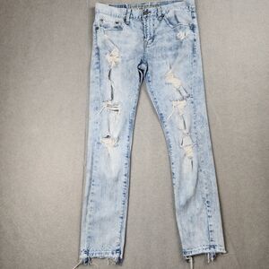 American Eagle Outfitters Blue Jeans Mens 31 Blue Jean Faded Frayed AEO Flex